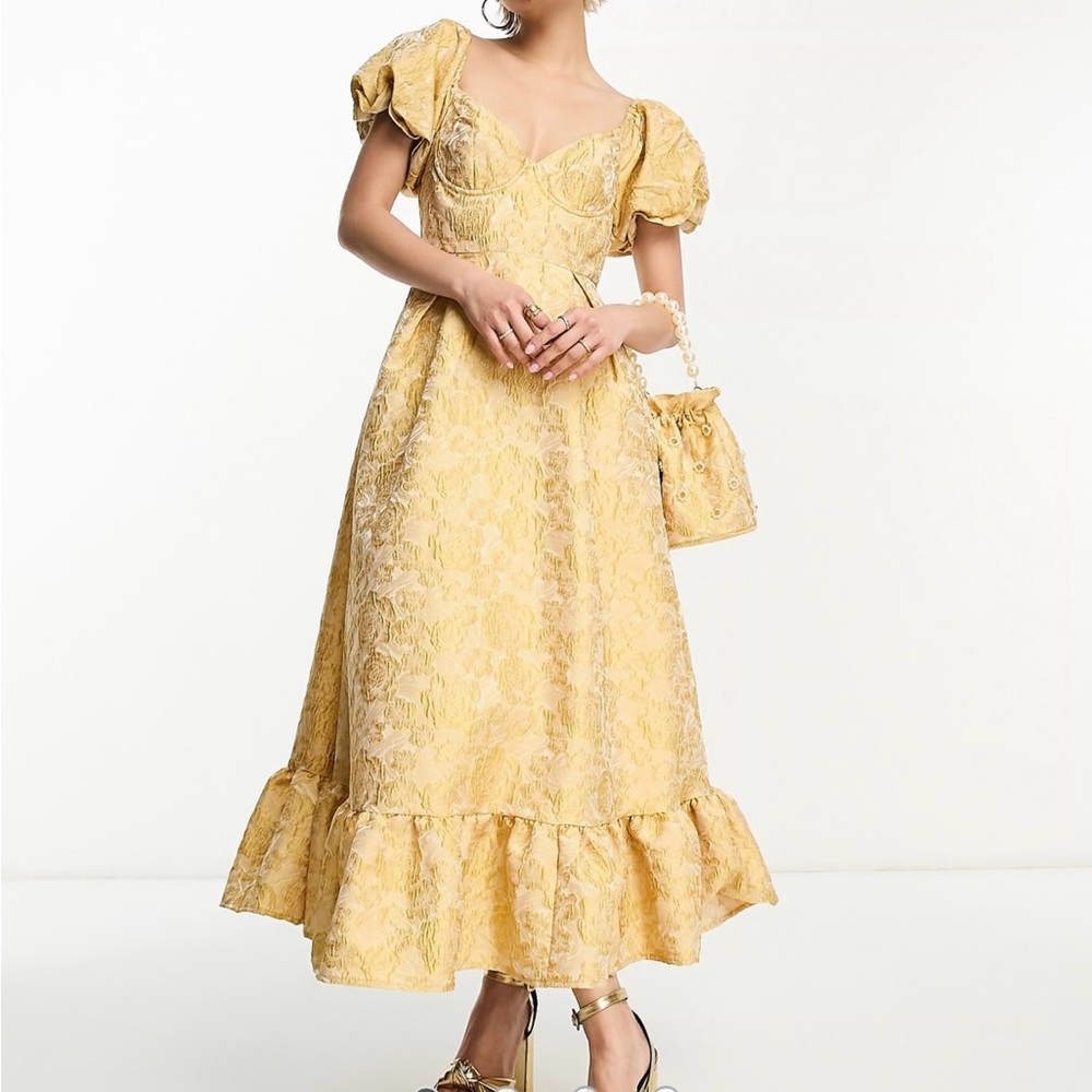 Sister Jane Yellow Lace Midi Dress